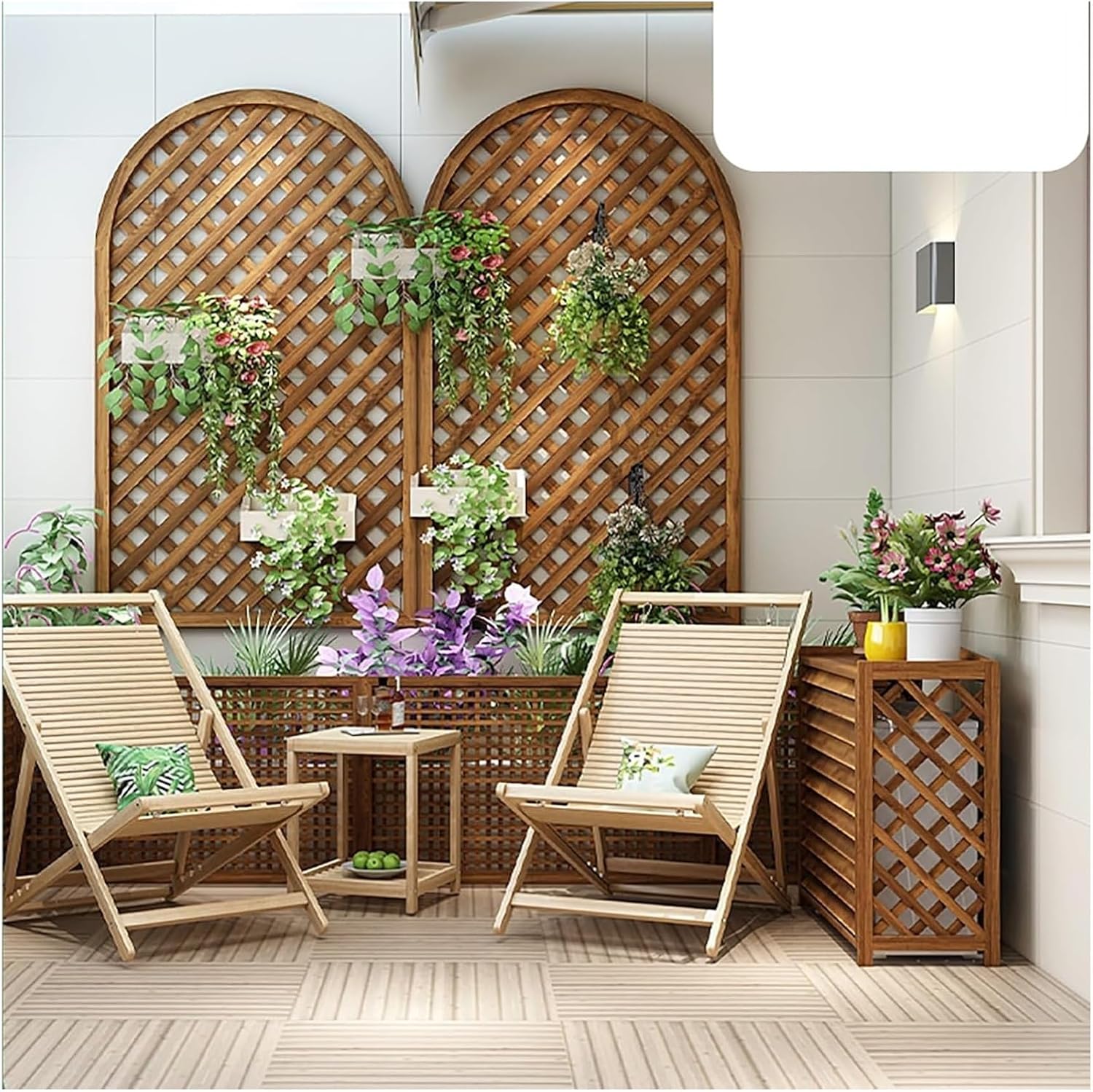 Air Conditioner Cover Fence Screen Privacy Screen Decorative to Hide Air Conditioner, Outdoor Pool Equipment Trash Can Enclosure, Ac Fence for Outside Unit Decorative Flower Stand(81x30x72cm)