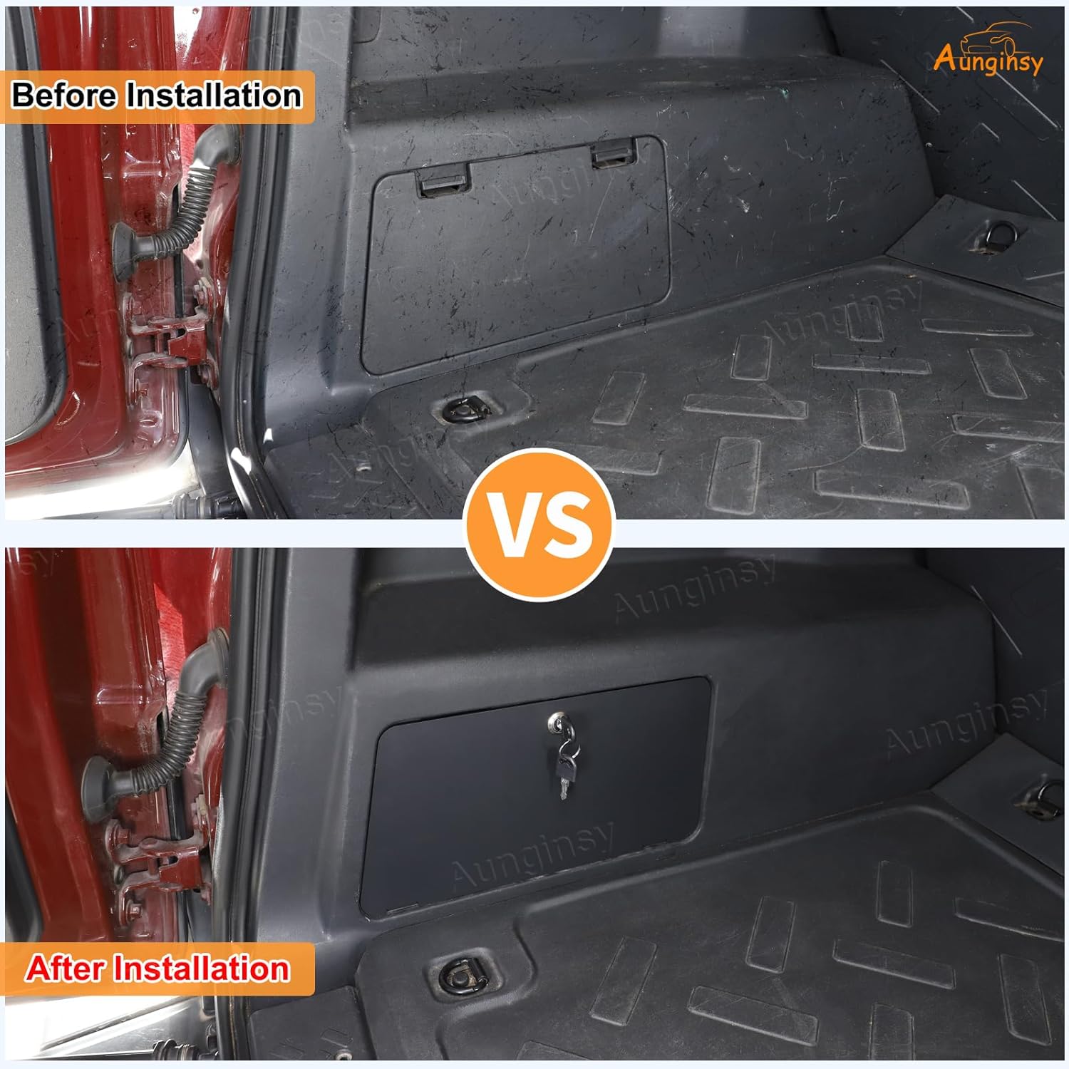 Aunginsy Trunk Storage Safe Box Panel Compatible with Toyota FJ Cruiser 2007-2021 Trunk Security Lockbox Cover Trunk Left Side Inserts Hidden Storage Box Lockbox Panel Cover with 2 Keys Accessories