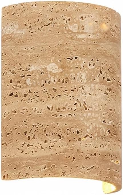 Modern Nordic Wall Sconce, Natural Travertine Curved Wall Lamp, Up Down Lighting Hardwired Indoor Fixture, Textured Stone Accent for Bedroom, Living Room, Hallway, Entryway, Corridor Decor.