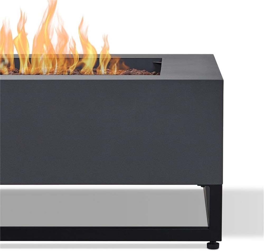 Real Flame Blake Square Propane Fire Table in Weathered Slate with Natural Gas Conversion Kit