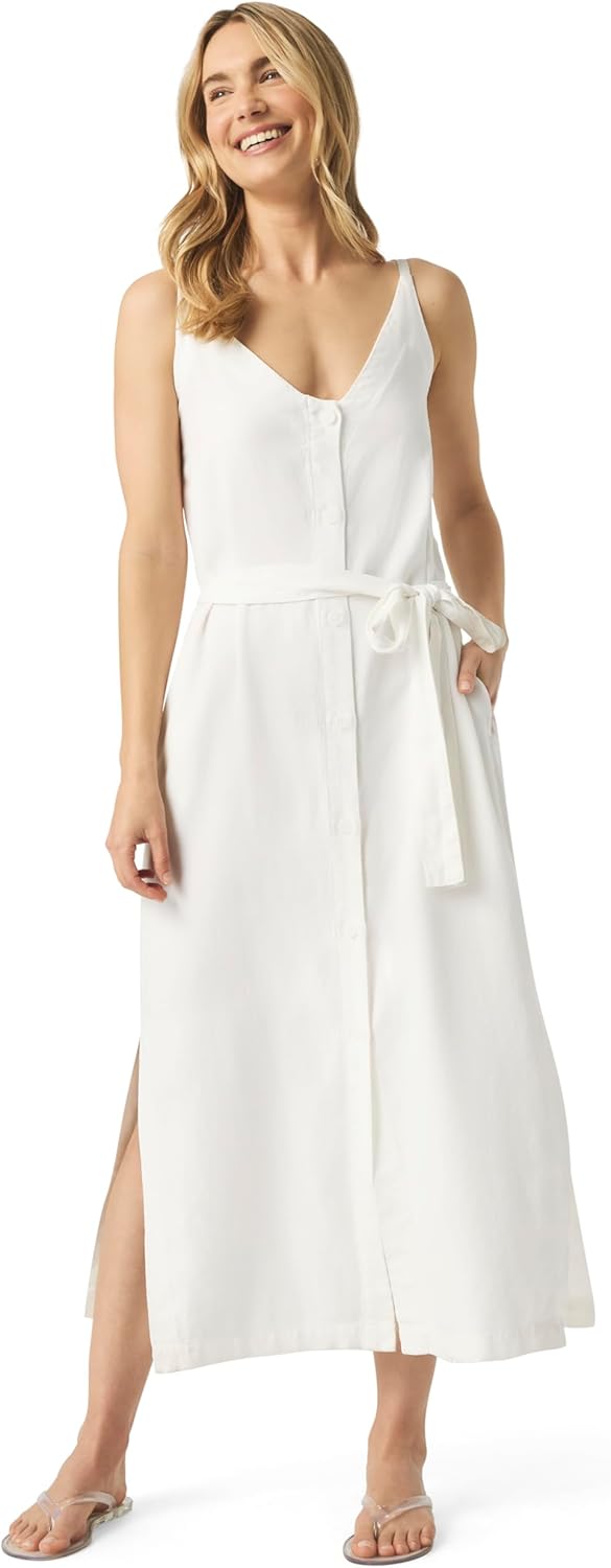 Splendid Womens Amanda Linen Tank Midi Dress