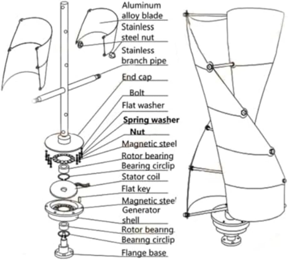 12V-220V High Power Residential Wind Turbine 12000W 10-Blade Camping Windmill Free Energy Magnetic Generators for Home, Street Lighting