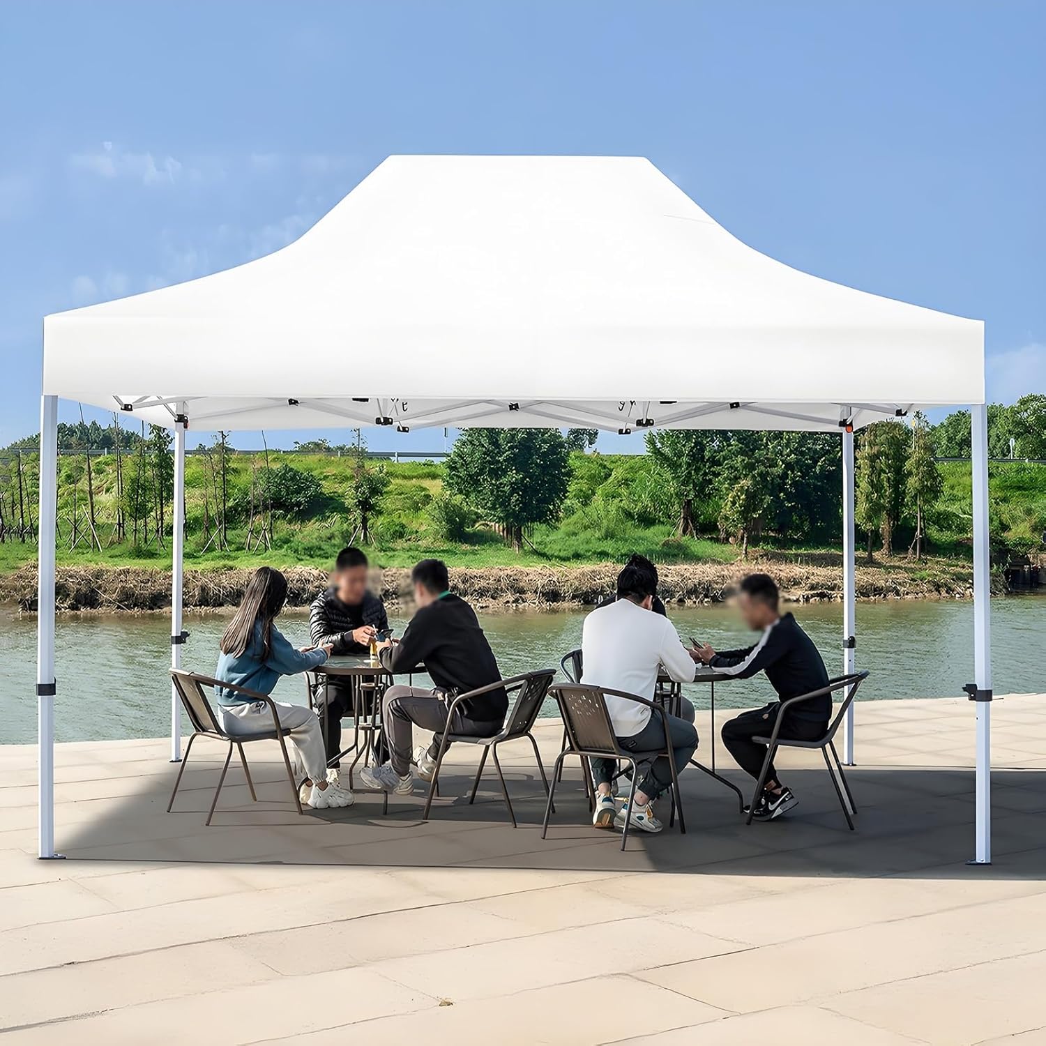 Popup Canopy Tent, Outdoor Tent Canopy 3 Adjustable Heights, Impermeable Carpa Plegable Easy to Assemble for Outdoor Camping BBQ Park Beach(White,3x4.5m/9.8x14.7ft)