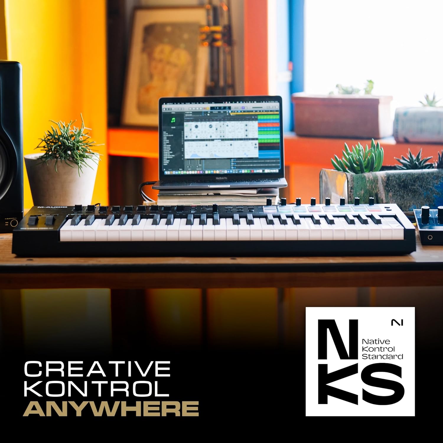 M-AUDIO Oxygen Pro 49 Key USB MIDI Keyboard Controller With Beat Pads, MIDI-assignable Knobs, Buttons and Faders, and Native Instruments Sound Package (NKS Integration)