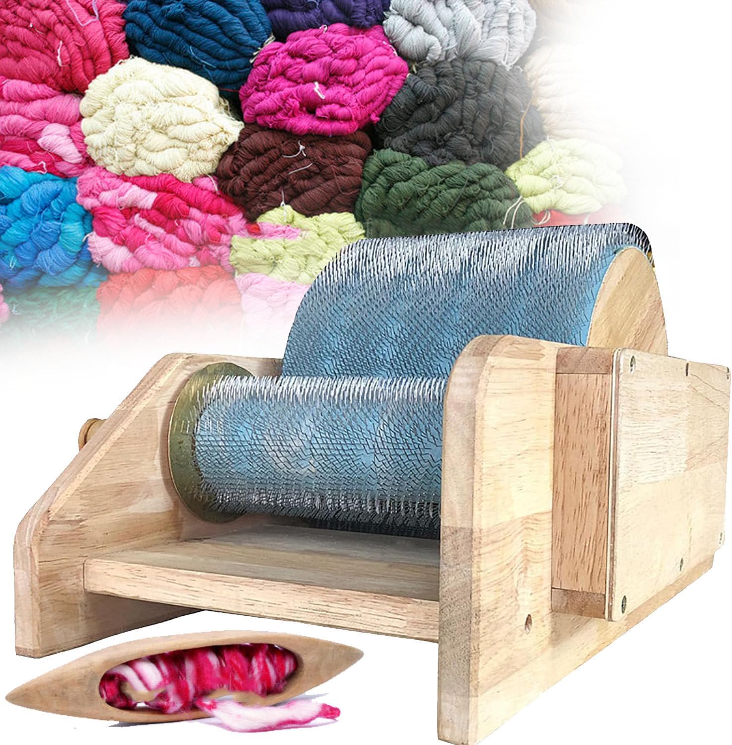 Wool Blending Board Carding Machine, DIY Manual Wool Felt Machine with Roller and Nylon Bearings, Craft Wool Felt Mixing Tool, Wool Fiber Drum Carding Machine, Easy to Use