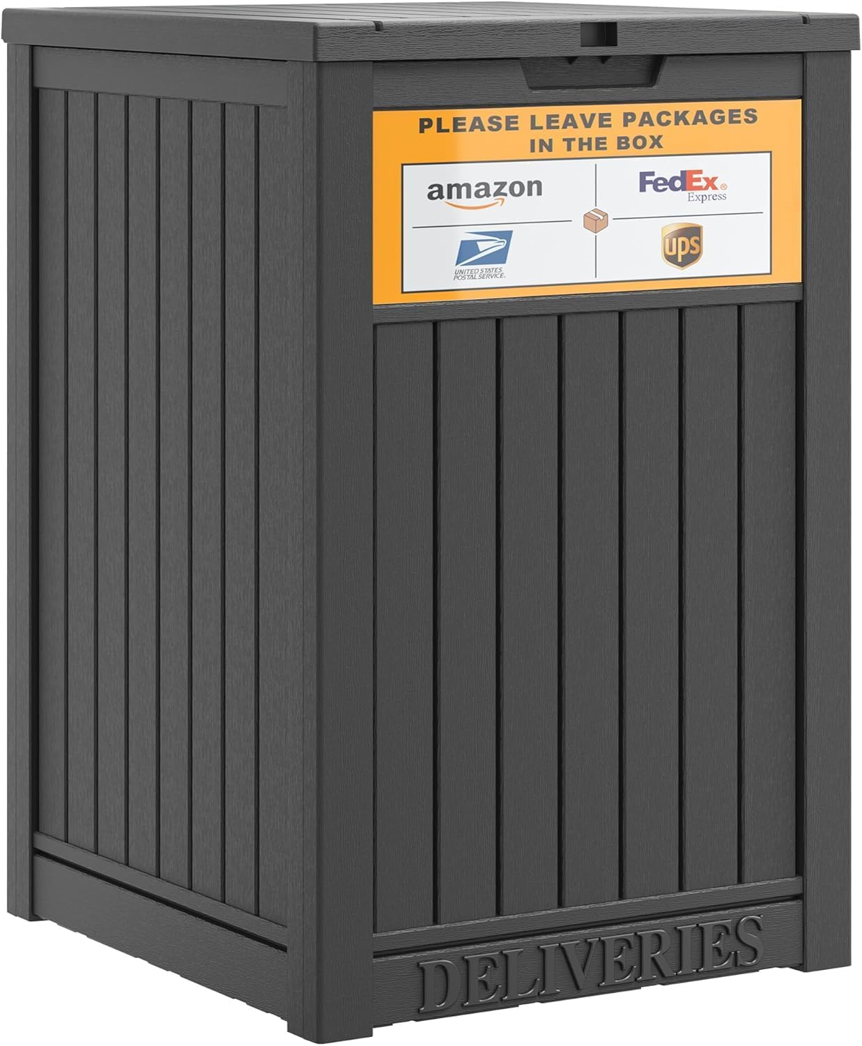 NUNU LAB Package Delivery Box for Outside, 48 Gallon Storage Deck Box with Lockable Secure, Waterproof Large Resin Drop Boxes for Porch