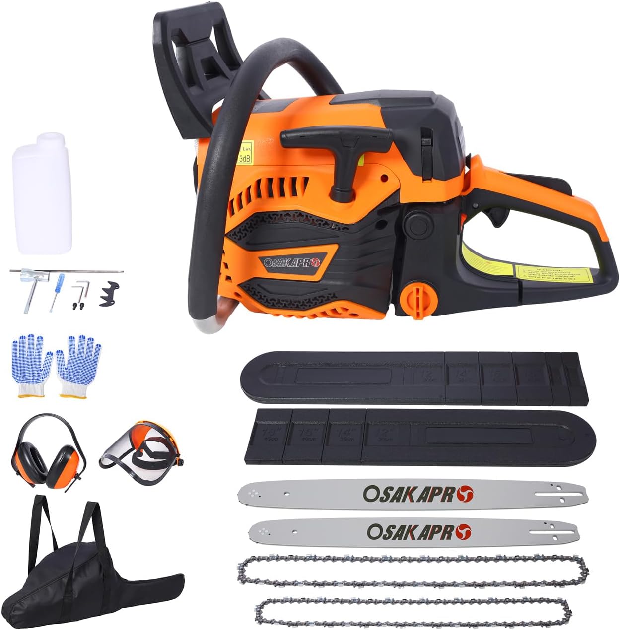 62CC Gas Powered Chainsaw, 2-Cycle Petrol Handheld Cordless Chain Saw, Gasoline Gas Chainsaws for Tree Wood Cutting, EPA Compliant (18 & 20 Inch - P2097658)