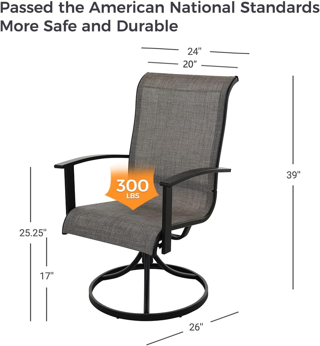 Grand patio 5-Piece Outdoor Furniture Conversation Sets with 32 Inch CSA Approved 40000 BTU Heat Propane Gas Fire Pit Table Outdoor Swivel Rocking Chair 4-Piece Mixed Coffee Dining Chair Set