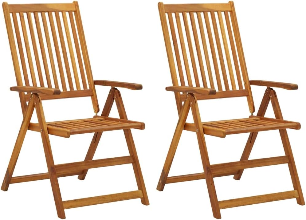 Patio Chair Patio Reclining Chairs 2 pcs Solid Acacia Wood