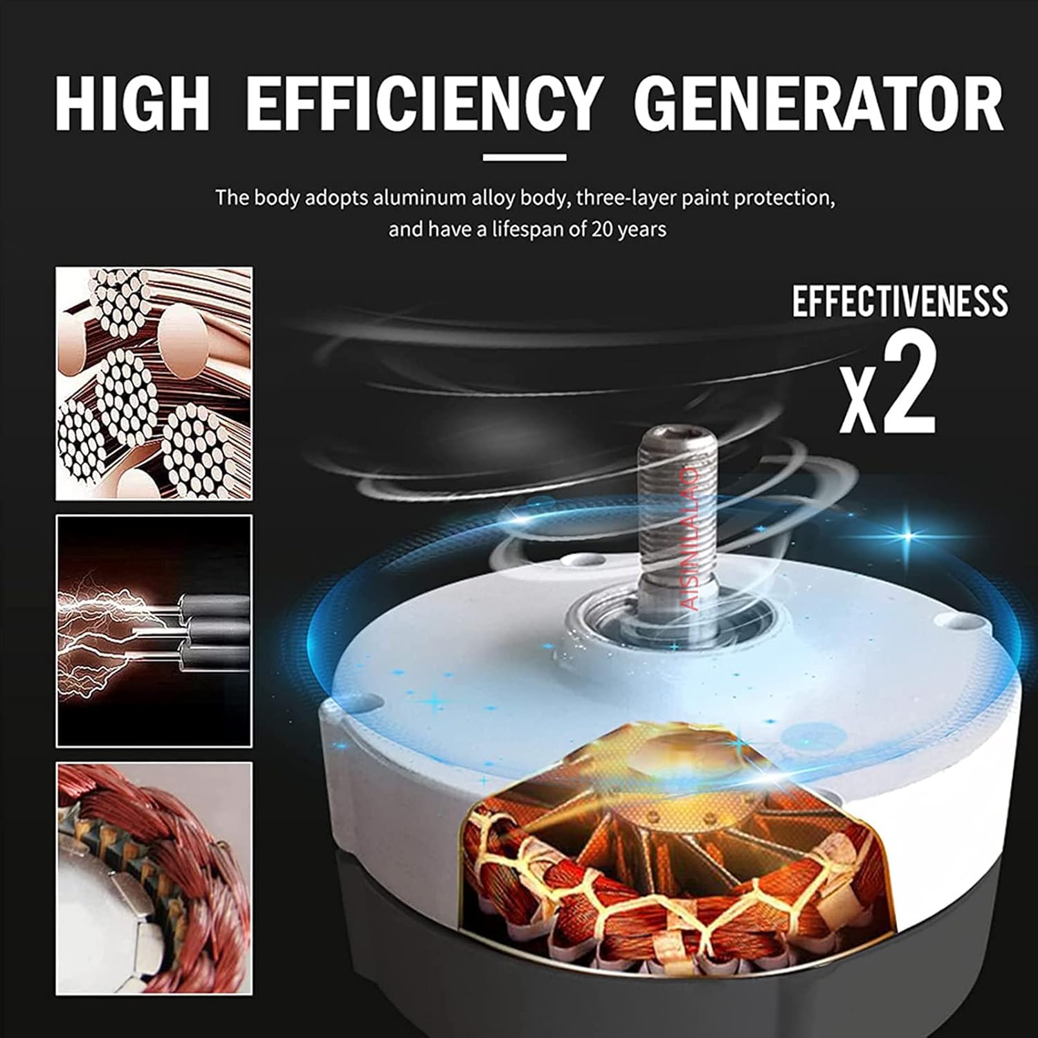 3000W Low Noise Vertical Wind Turbine Generator,24V 48V 220V Household Turbines Generator for Home Or Streetlight Projects (3 Blades)