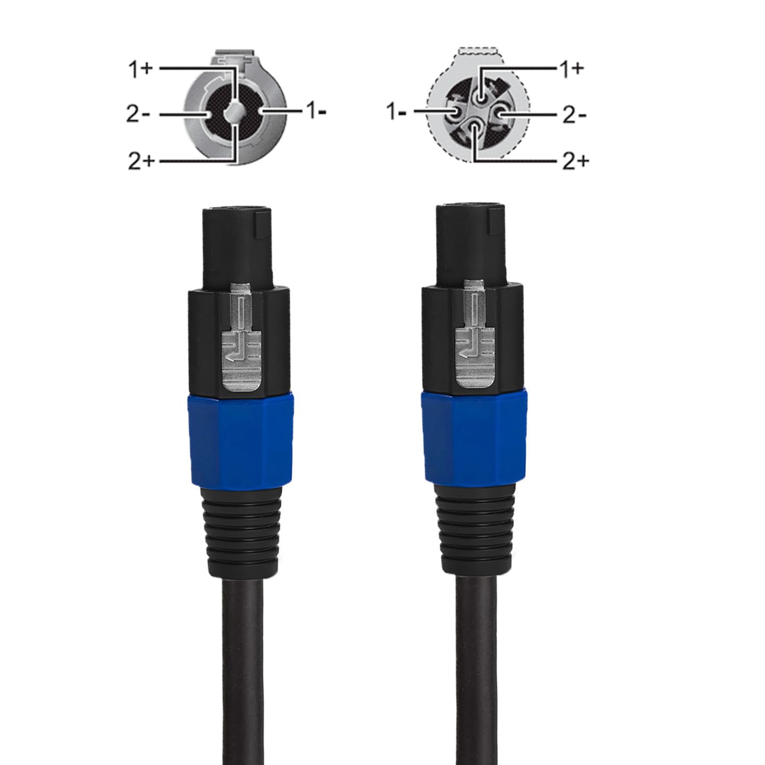 Professional 12 Gauge 75 Feet Speakon to Speakon Cables - 12AWG 75ft DJ/PA SpeakON Cords AMP Audio Wires - 2 Pack