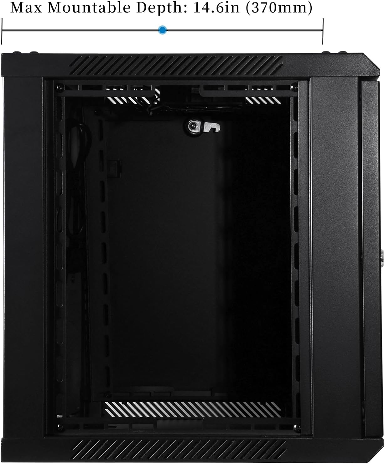 RackPath 9U Wall Mount Network Rack Cabinet – Quiet Cooling Fan, Locking Glass Door, 17.7