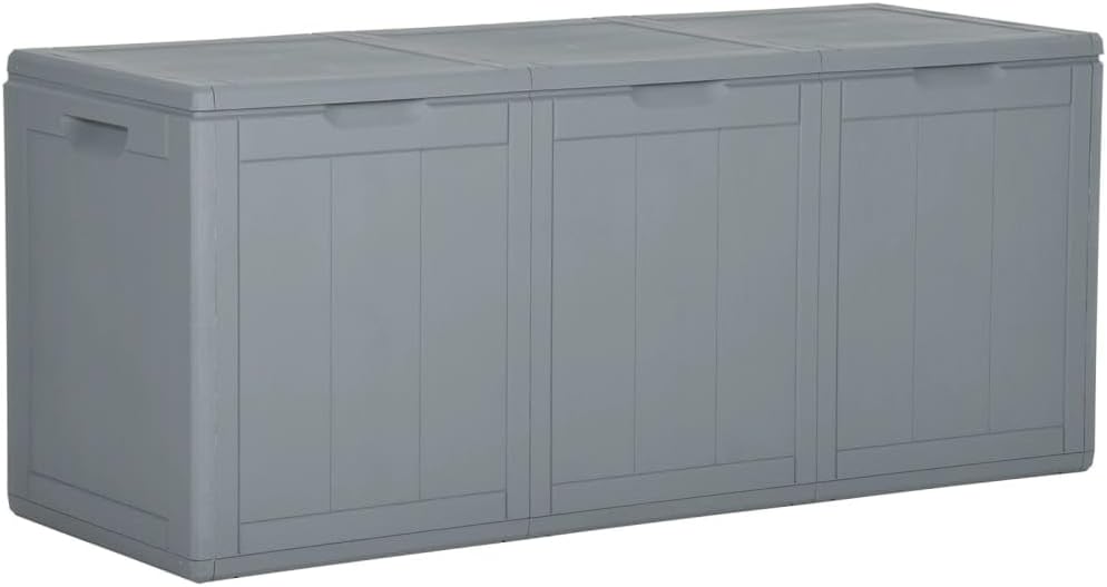 Patio Storage Box 71.3 gal Gray PP Rattan,Outdoor Storage Box with Ample Space for Cushions and Household Items Gray Rattan Look