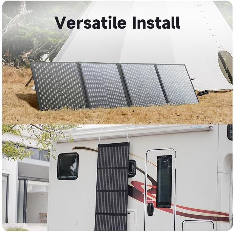 100 watt Flex Solar Panel PWS110 Foldable Portable Power Charger IP65 Waterproof 18V DC & 5V USB Output Compatible for Outdoor Camping RV Travel Off-Grid Small Power Station
