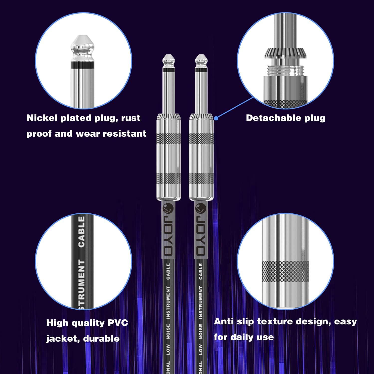 JOYO DC-15B Digital Guitar Combo Amp with Built-in Effects & Drum Machine CM-04 15ft Premium Noise-Free Cable Bundle,15W Portable Amp, 8 Amp Voicings, Bluetooth