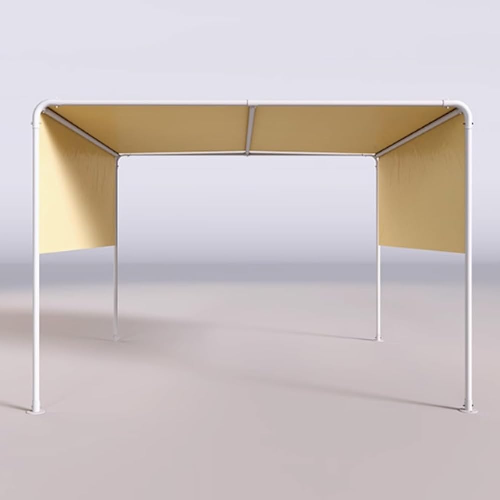 Outdoor Pergola with Retractable Canopy, Patio Metal Garden Pergola, Gazebo with Sun Shade Canopy and Steel Frame, Rain and Sun Protection, for Lawn, Garden(Khaki)