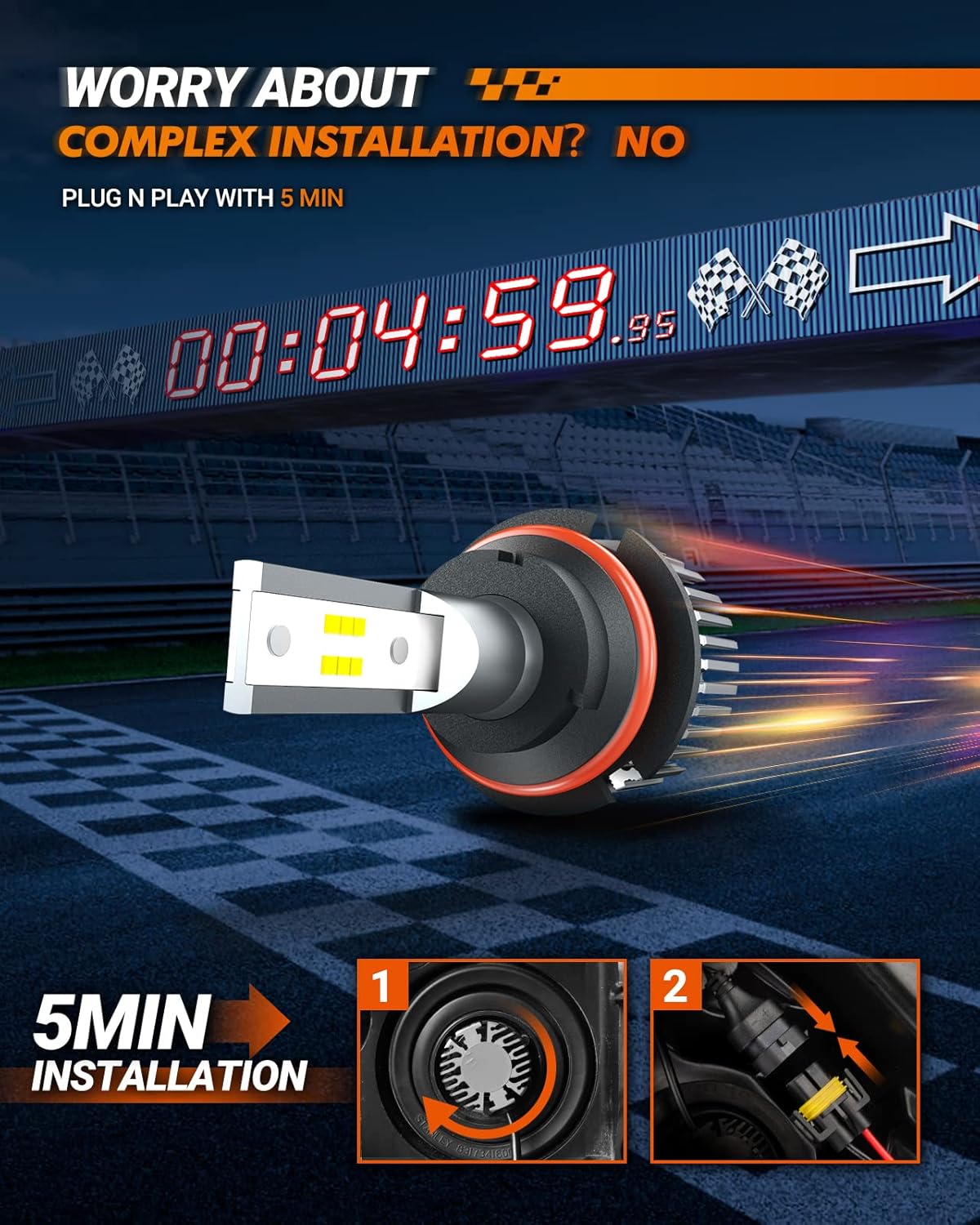 SEALIGHT 9007 Fog Bulb,Combo Pack - Super Bright 6500K White, Plug and Play Installation, Fanless Design, Non-Polarity Fog Lights, Powersports Lighting Accessories ，2 pack