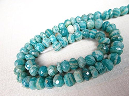 13 inch natural beads strand of 6mm faceted rondelle amazonite gemstone beads for DIY jewelry - necklace, bracelet, earring, ring.