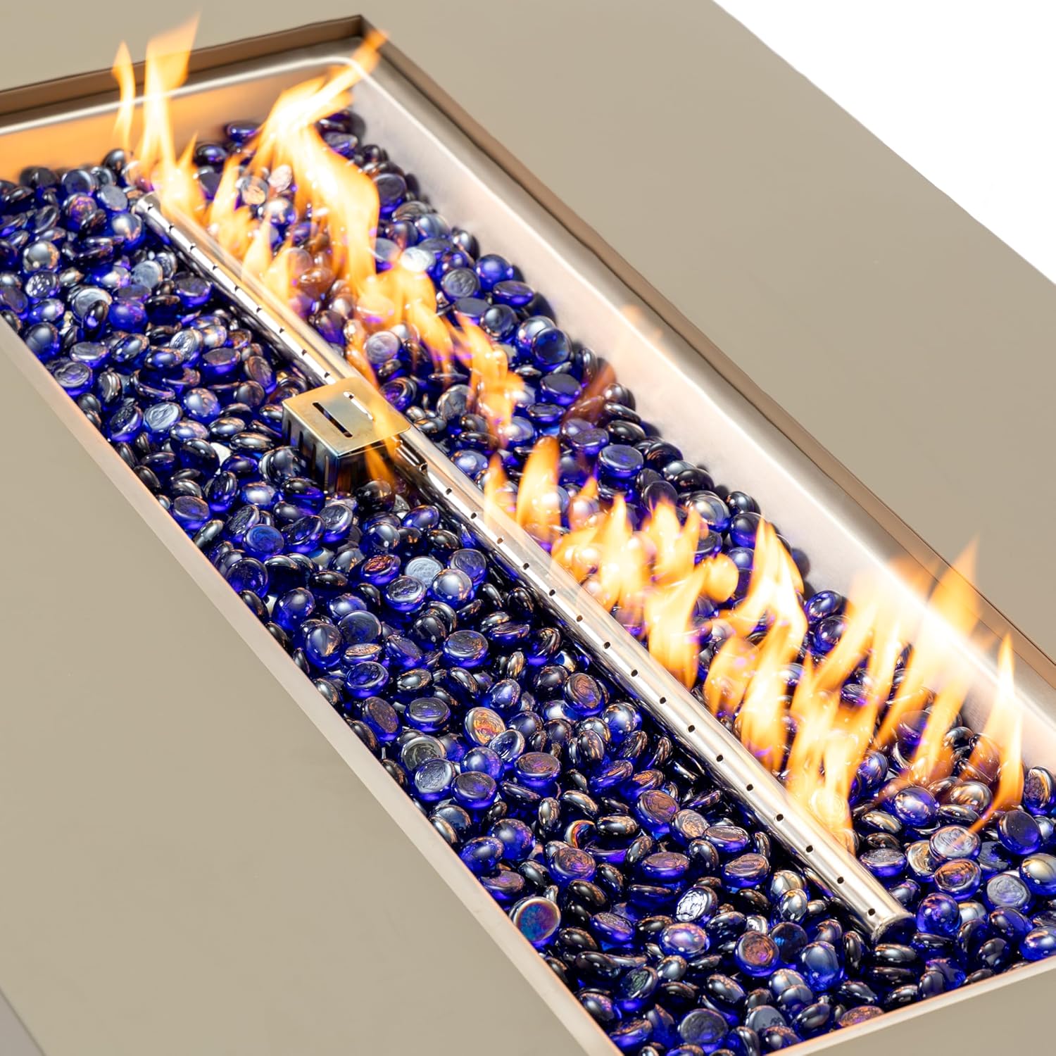 48 Inches Black Wood Grain Fire Pit Table for Living Room – Outdoor/Indoor Use, Elegant Design, Patio, Deck, Backyard Gatherings (1 Doors)