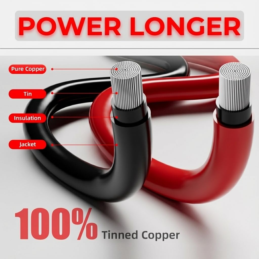 Solar Panel Extension Cable 10 AWG 50Ft 6mm² Wire Gauge Certified PV Cable,100% Tinned Copper with Male and Female Waterproof mc4 Connectors,for RV, Home Boat Photovoltaic Systems