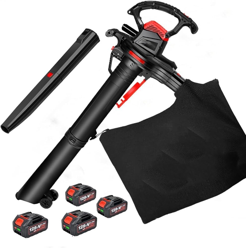 Portable Leaf Blower Vacuum Cleaner, 40V Lithium Electric Blowing Vacuum, Blowing and Suction 2-in-1 Garden Yard Leaf Blowing Sweeper Room Outdoor Lawn Vacuum Cleaner,Quad Battery