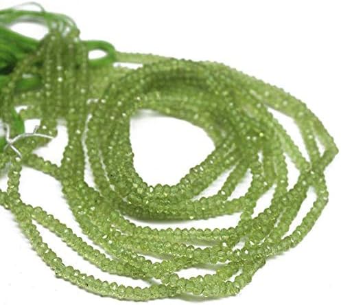 natural green peridot faceted rondelle micro gemstone craft loose beads strand 13