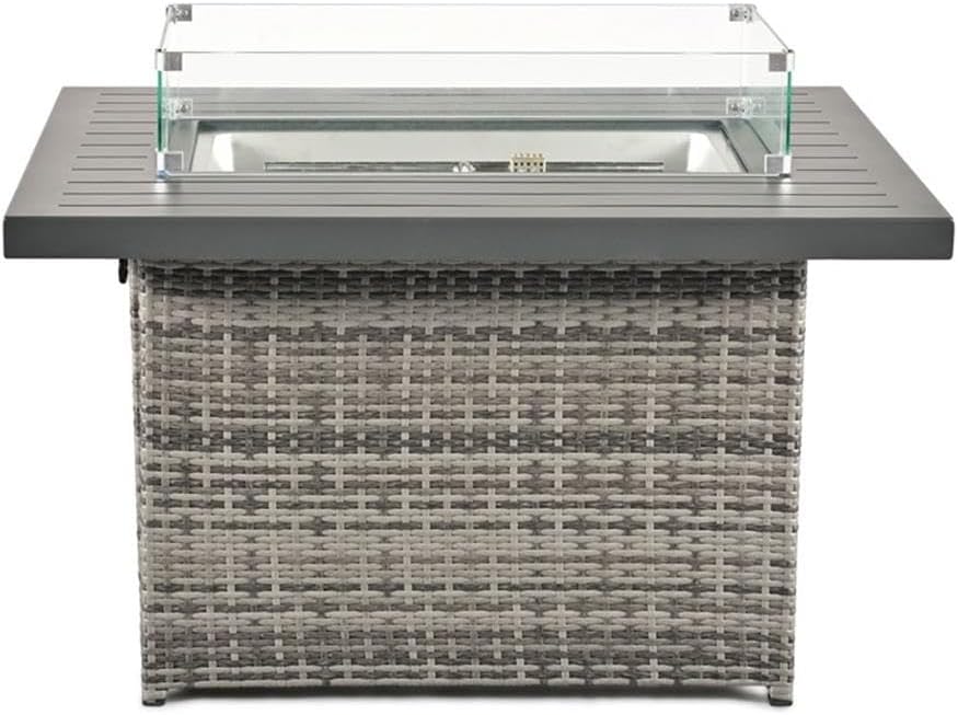 Furniture of America Wies Aluminum Wind Guard Outdoor Fire Pit Table in Gray