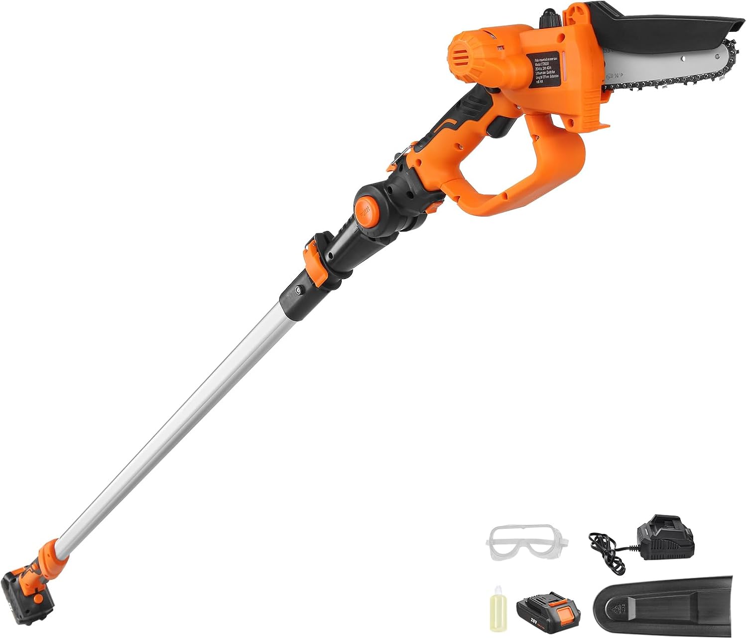 Happybuy 2-in-1 Cordless Pole Saw & Mini Chainsaw, 20V 2Ah Battery - powered, 5