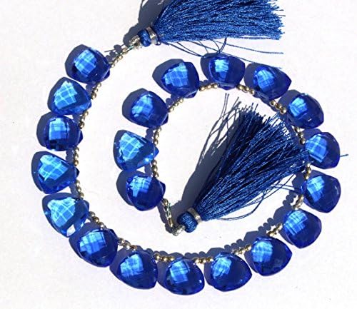 12x12 mm blue quartz faceted trillion briolettes, loose gemstone briolette beads 11 inch