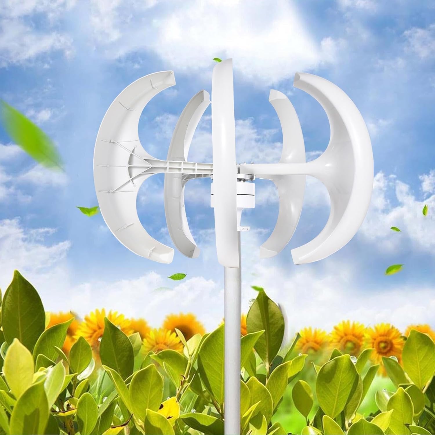 Vertical Axis Wind Turbine | Eco-Friendly Wind Generator Kit for Residential 5 Leaves,Silent Efficient Wind Generators for Home Street, Harnessing 360-Degree Wind Direction for Home Street