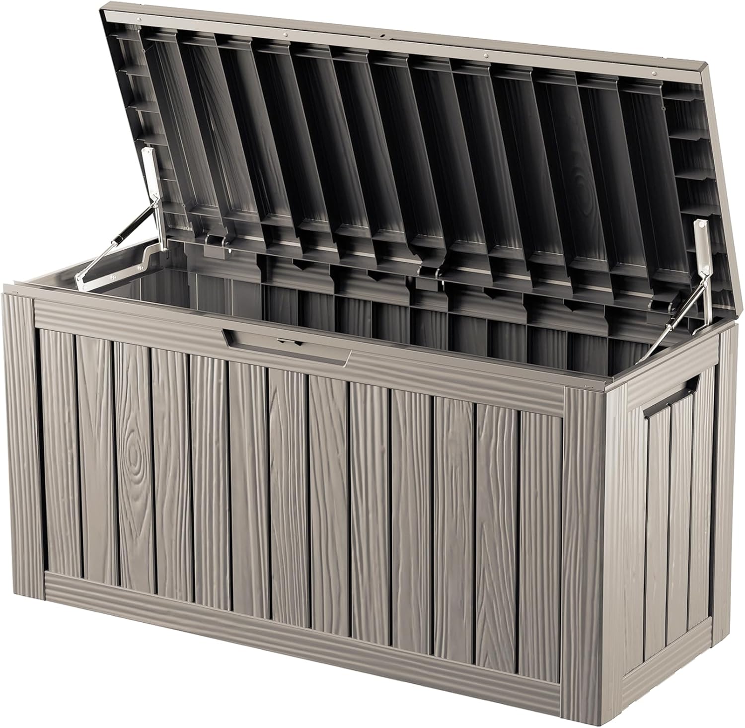 Mersco 80 Gallon Double-Wall Resin Deck Box - Lockable Waterproof Outdoor Storage Box, 515lbs Capacity & Doubles as Seating for Patio Furniture - Garden Tools, Pool Accessories (Grey)