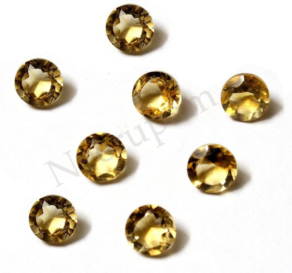 Neerupam Collection Golden-Yellow Color Natural African Citrine AA Quality 8 mm Size Faceted Round Shape Loose Gemstones