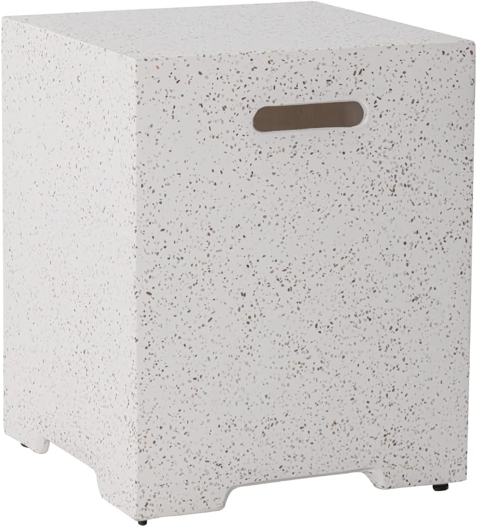 HOMPUS Propane Tank Cover Table 16 inch for Fire Table, 20lb Gallon Gas Tank Cover, Hideaway Concrete Grill Tank Table, MgO Tank Storage Box, Outdoor Side Table for Fire Pit, Patio, Terrazzo Colorful