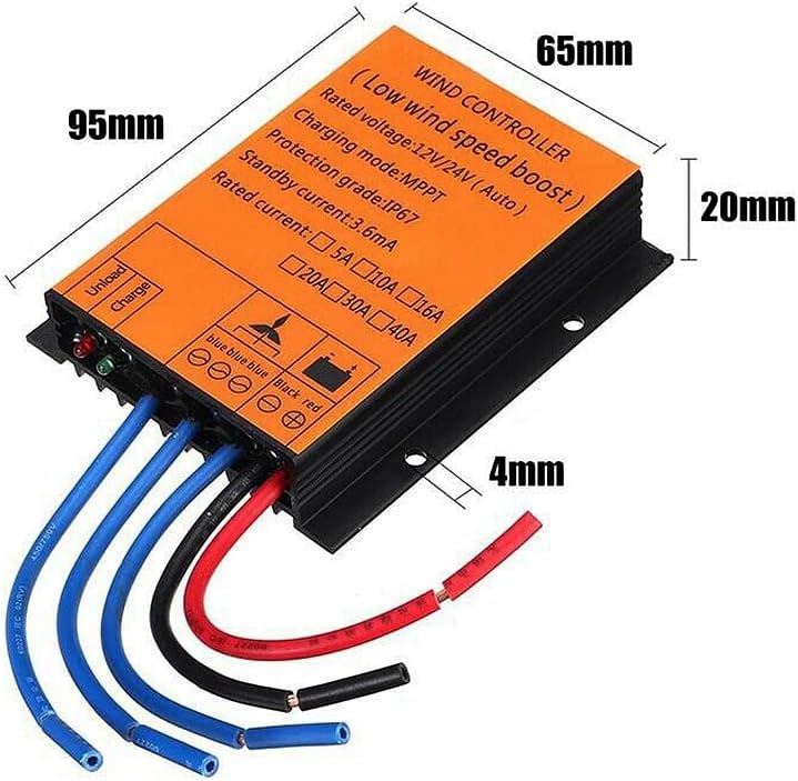 3000W MPPT Charge Controller 12V/24V AUTO 48V 10A-40A Wind Turbine Generator Water Proof Regulator Rectifier for Wind Turbines and All Kinds of Batteries,12V