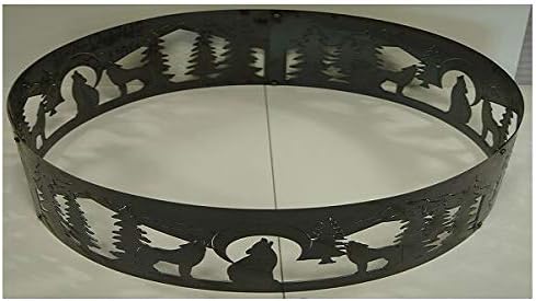 PD Metals WR00448 Wolves Unpainted 12 in. Tall 48 in. Diameter Outdoor Fire Ring 48 x 48 x 12 in. Rustic Black Color