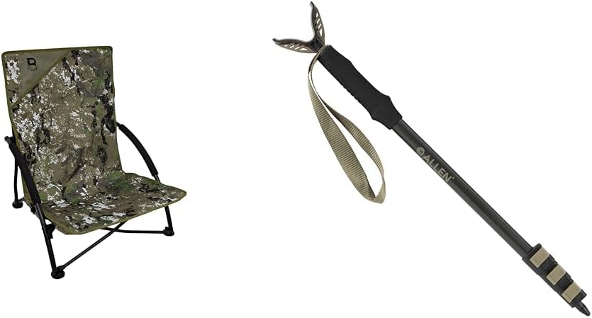 Barronett Ground Gobbler Low Profile Hunting Chair and Allen Shooting Stick - Versatile 300lb Capacity and Adjustable Height Hunting Accessories