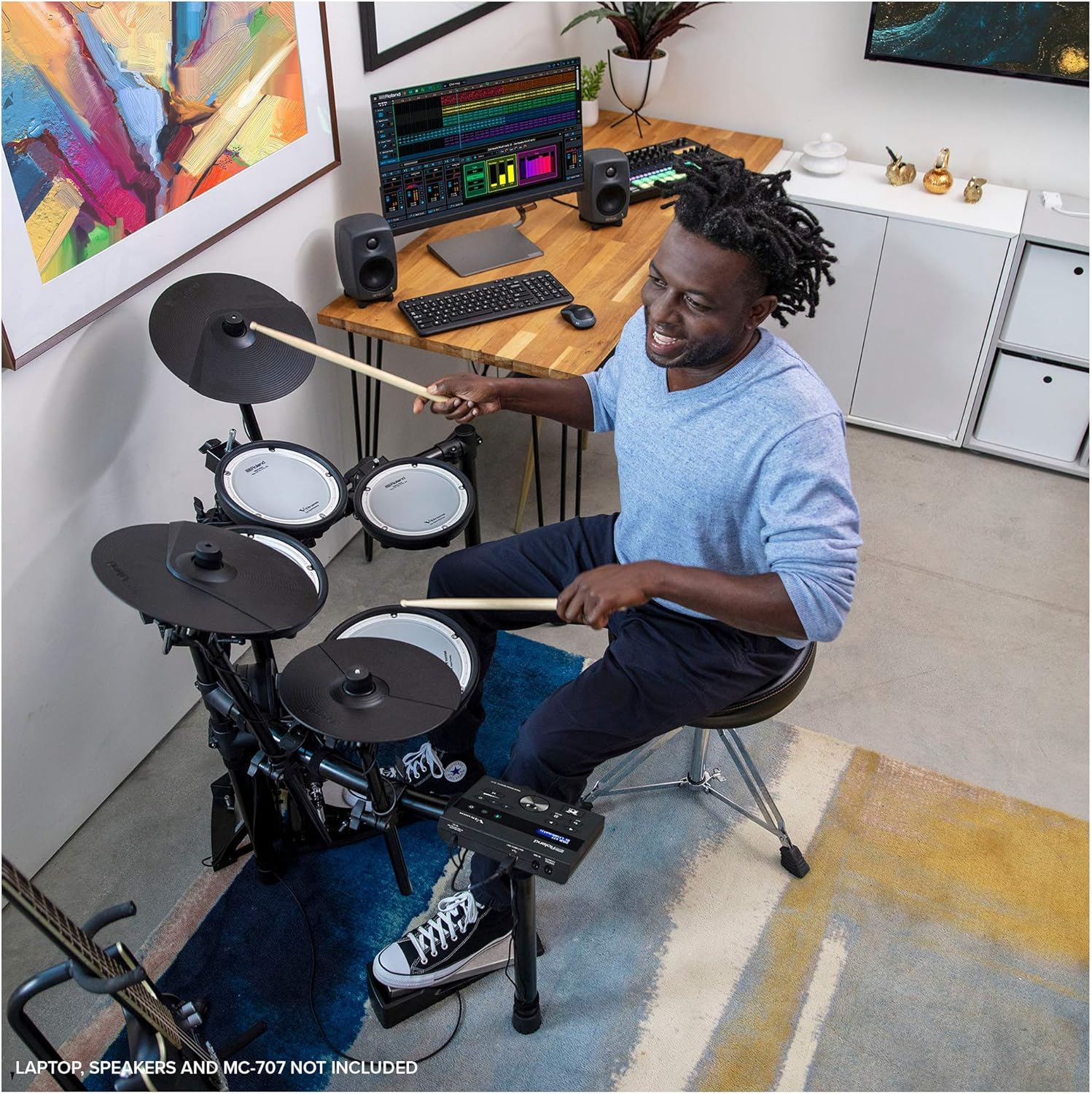 Roland TD-07KV Electronic V-Drums Kit – Legendary Dual-Ply All Mesh Head kit with superior expression and playability – Bluetooth Audio & MIDI – USB for recording audio and MIDI data – 40 FREE Melodic