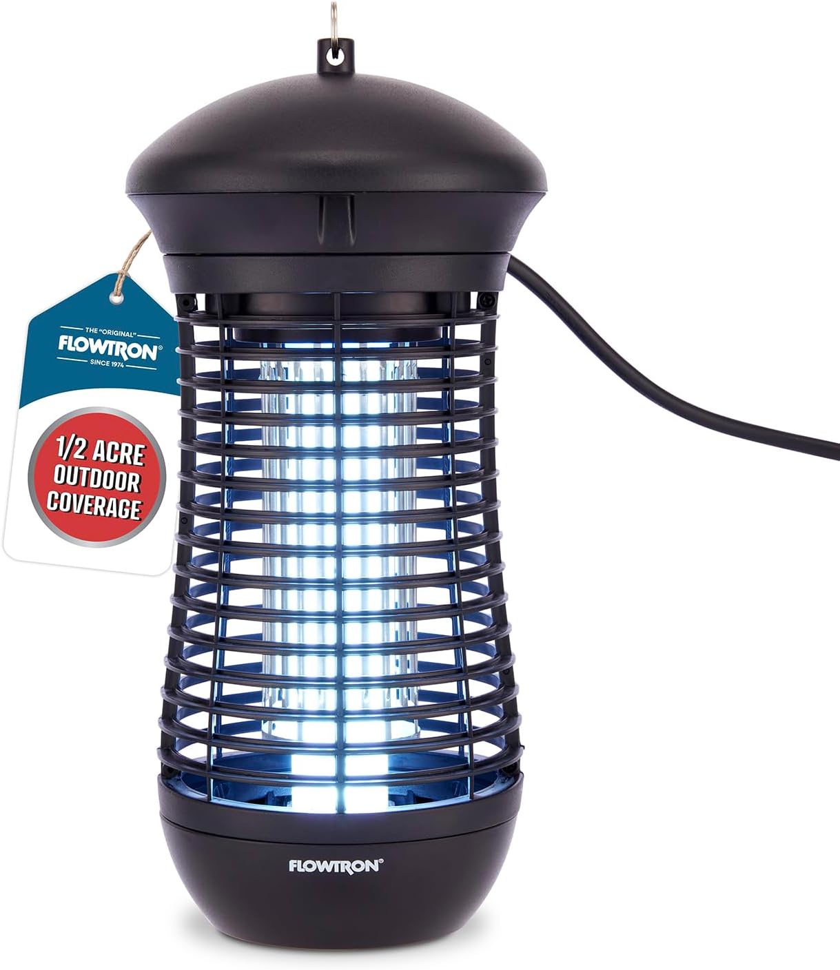Flowtron Outdoor Bug Zapper | 4000 Volt Electric Insect Killer with 1/2 Acre Coverage | Non-Clogging Shock Grid | Kills Mosquitoes Flies & Flying Insects | Patio Deck Yard Camping | ETL Certified