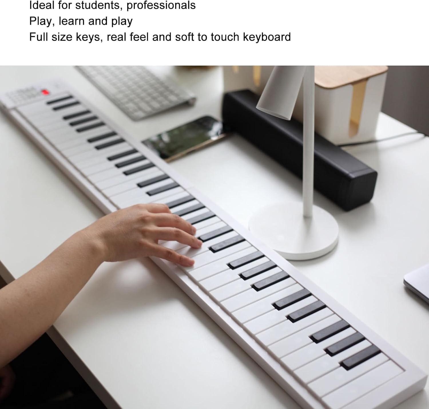 61 Key Folding Piano Keyboard, Weighted Electric Keyboard, Portable Travel Piano Digital Music Keyboard for Beginners,with Recording Playback