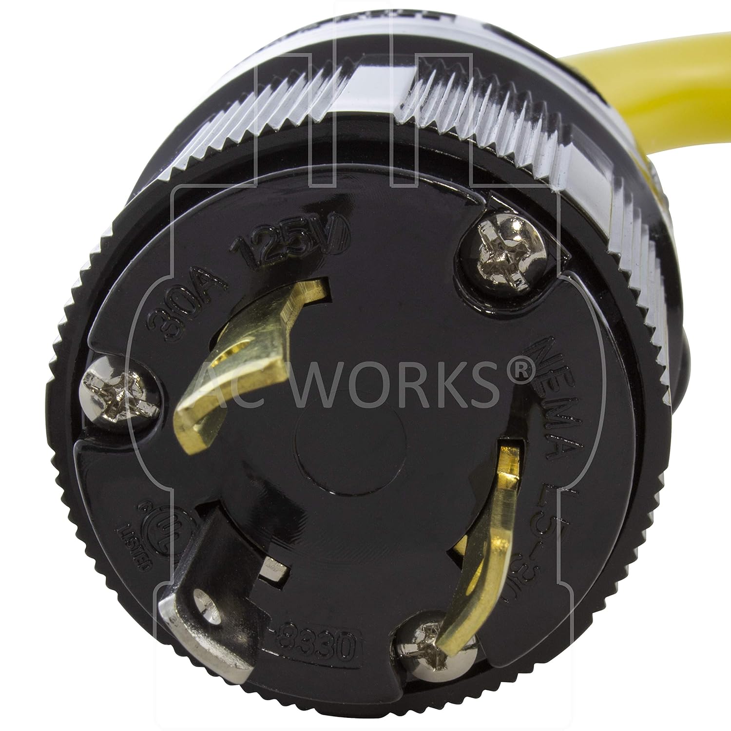 AC WORKS Generator to Transfer Switch 50Amp Inlet Box Adapter (L5-30 30Amp 3-Prong to CS6364 Flexible) Yellow