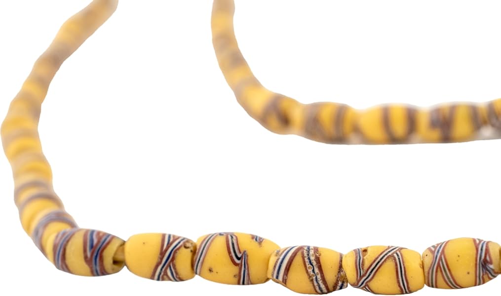 TheBeadChest Vintage Venetian French Cross Trade Beads Orange 5mm West Africa African Oval Glass 24 Inch Strand Handmade