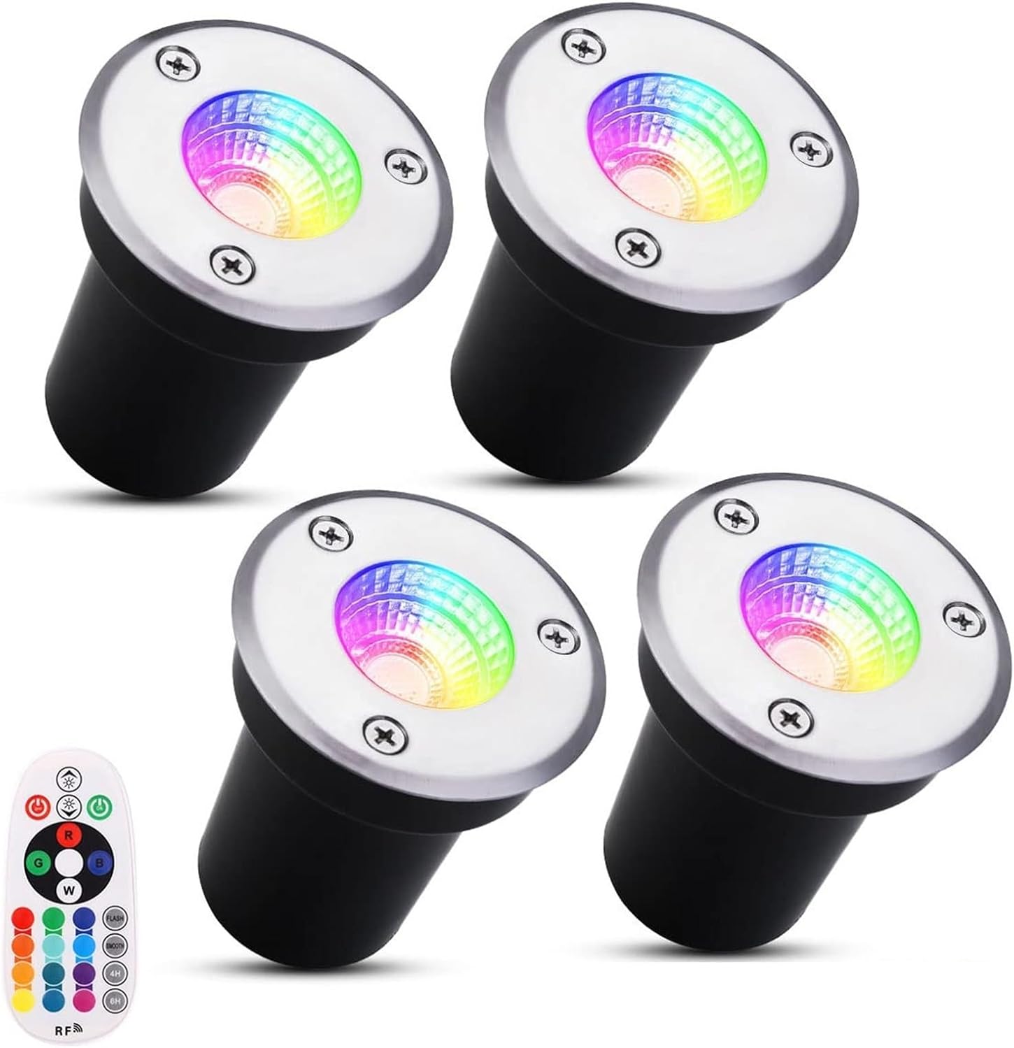 4PCS Outdoor Buried Lights - Ground LED Landscape Lights, 3W Outdoor RGB LED Ground Recessed Spotlight(3W(AC12V))