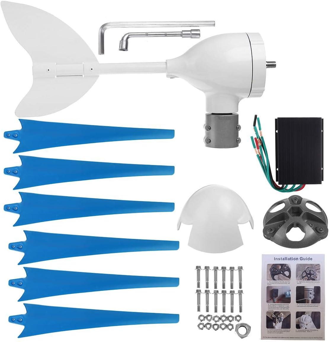 9000W Hoop Type Wind Turbine Generator 6 Blade 12V/24V Wind Turbine Generator Kit + Charge Controller Windmill Energy