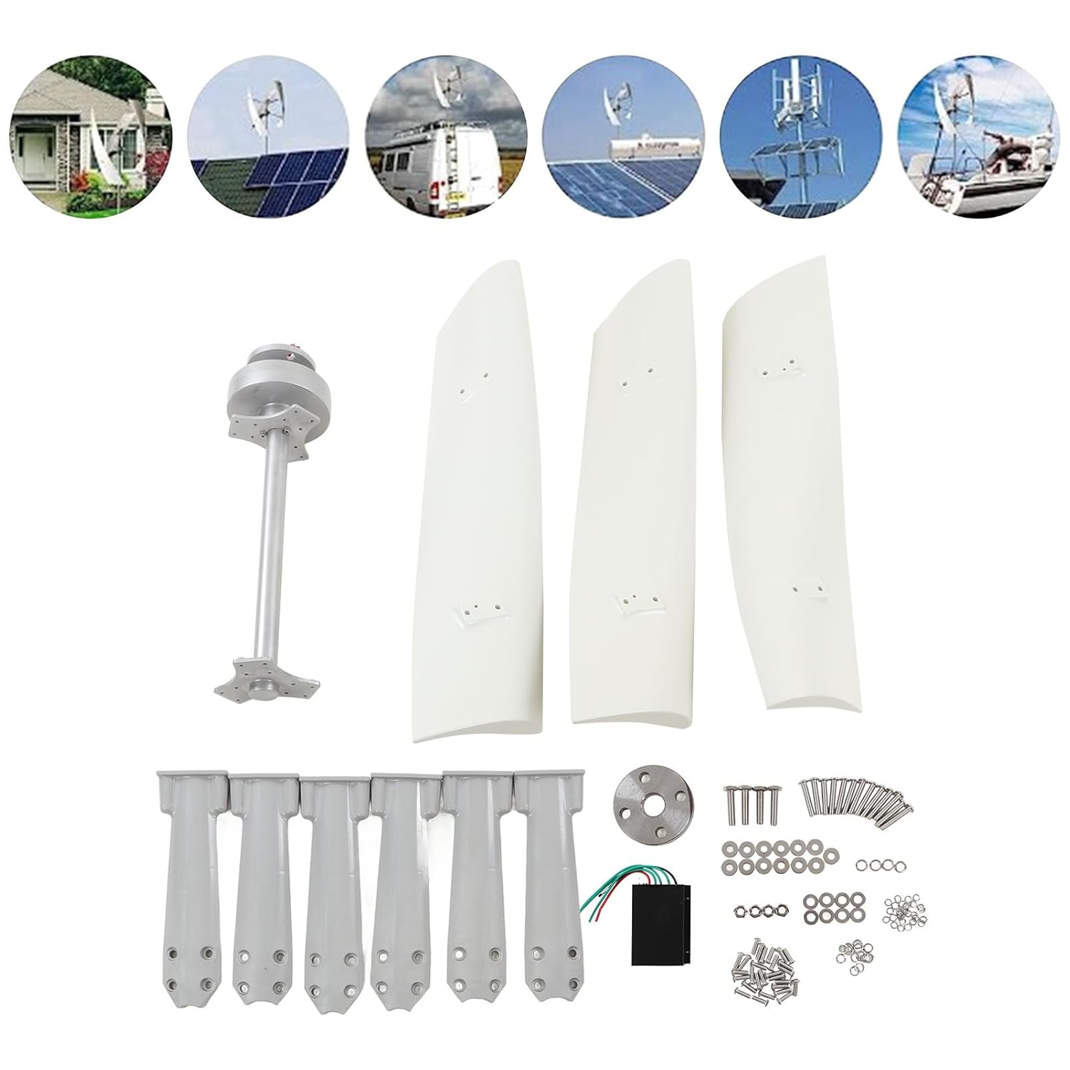 Vertical Wind Turbine Generator Kit with MPPT Controller Low Vibration and Noise Maglev Wind Power Generator for Marine RV Home 800W (12V)