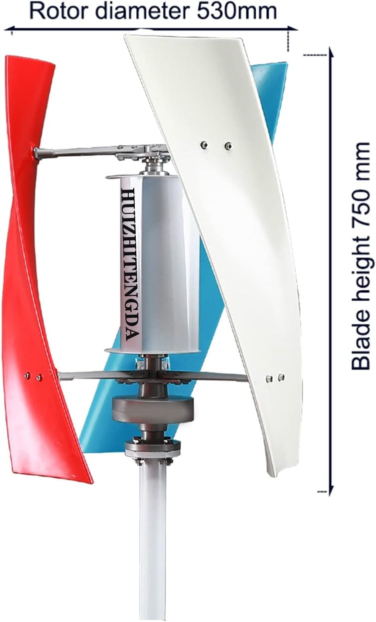 9000W Vertical Wind Power Turbine Generator Kit, with Charge Controller 12V 24V 48V 220V Vertical Axis Wind Turbine for Outdoor Garden(3 Blades,White)