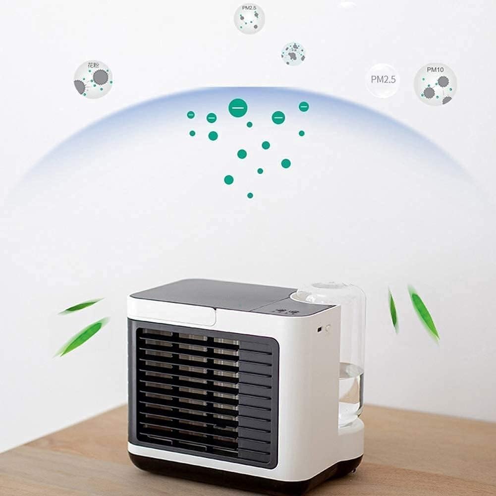 Portable Air Cooler for Home & Office, 3-in-1 Air Conditioner, Humidifier, Purifier, 3-Speed Desktop Cooling Fan with USB Charging, Quiet & Efficient