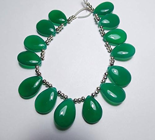 7 Matched Pairs, 18x13 MM Long aprx.,GREEN ONXY Chalcedony Smooth Pear Briolettes