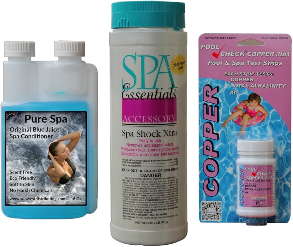 Pure Spa - Chlorine Free Spa Chemicals Treatment - Easy Maintenance - Non Chlorine Alternative Spa Chemicals Kit with No Dry Skin & No Smells