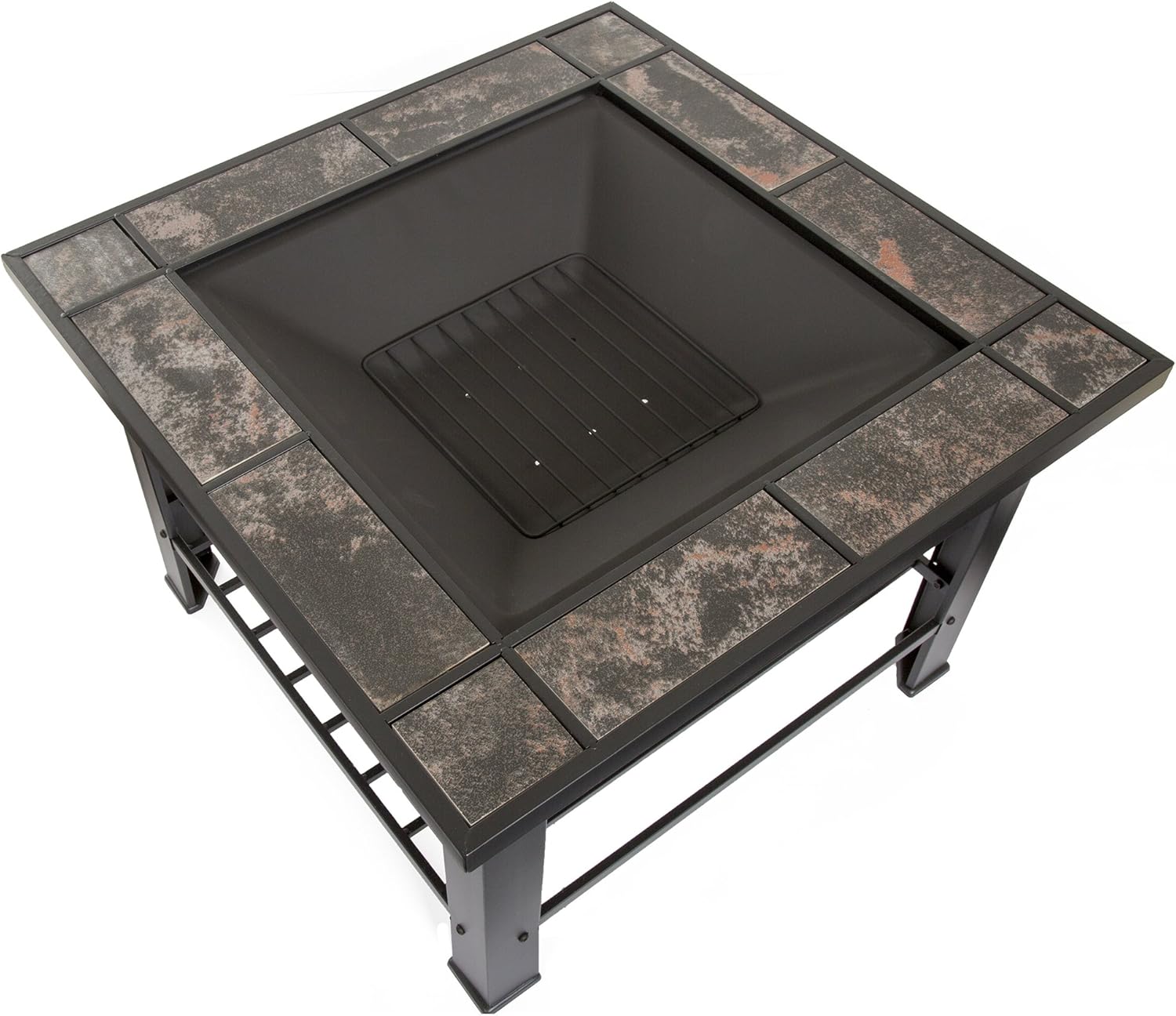 Fire Pit - 30-Inch Outdoor Firepit Table with Screen, Cover, and Poker - Outdoor Fire Pits for Backyard, Deck, Patio, or Porch by Pure Garden (Black)