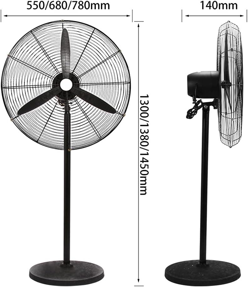ADASP Pedestal Fan Oscillating Stand Fan Air Circulator Fan Powerful and Quiet with Full Copper Motor, 3 Speed, for Home and Office (Black)